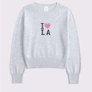 ABERCROMBIE Kids  shrunken graphic crew sweater|| I Love LA Checkered